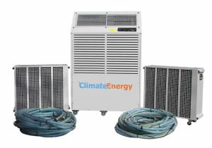 Obraz klimatyzatora natryskowego o mocy 27 kW do chłodzenia większych pomieszczeń, takich jak biura lub serwerownie. 