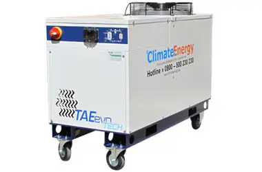 8,3 kW Kaltwassersatz CE-KW-8 von Climate Energy mit Scrollverdichter, Axial-Ventilator und Mikroprozessorsteuerung – zuverlässige Lösung für Industrie, Gebäudeklimatisierung, Prozess- und Hallenkühlung