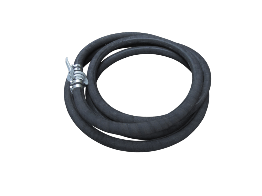 Schwarze Schlauchleitung mit Metallanschluss, geeignet für Anwendungen im Bereich Climate Energy.